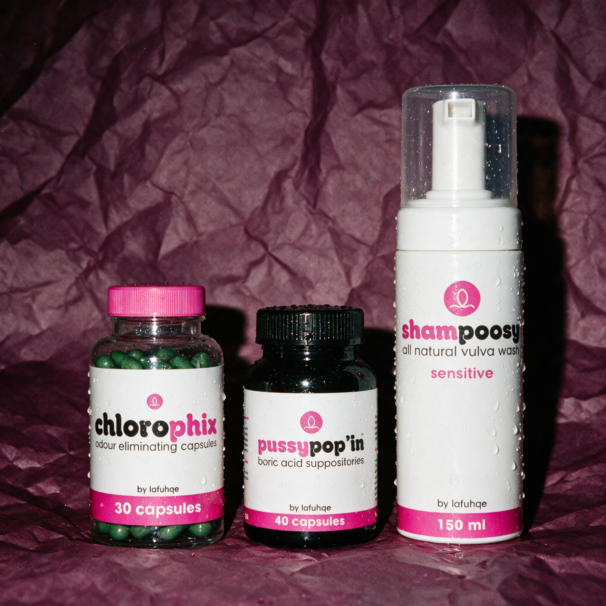 Quiet Flex stay fresh bundle photographed on wine plum backdrop