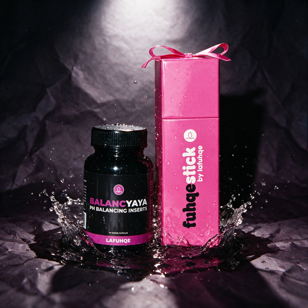Fuhqe Stick and Balancyaya Tight and Wet bundle with splash on near-black plum backdrop